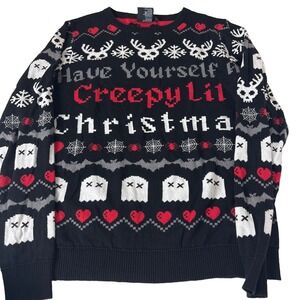 Too Fast clothing Have yourself creepy lil Christmas pullover Sweater womens L